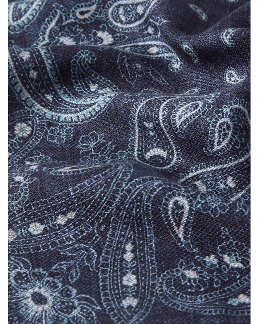 Brunello Cucinelli Blue Paisley-print Silk Pocket Square for men
