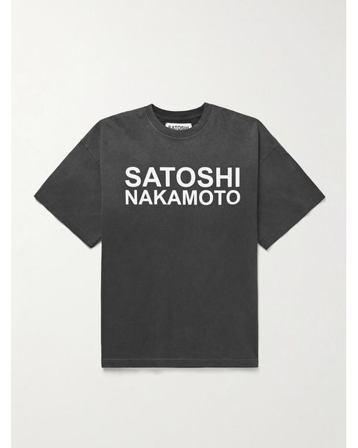 Satoshi Nakamoto Black Logo-Print Cotton-Jersey T-Shirt for men