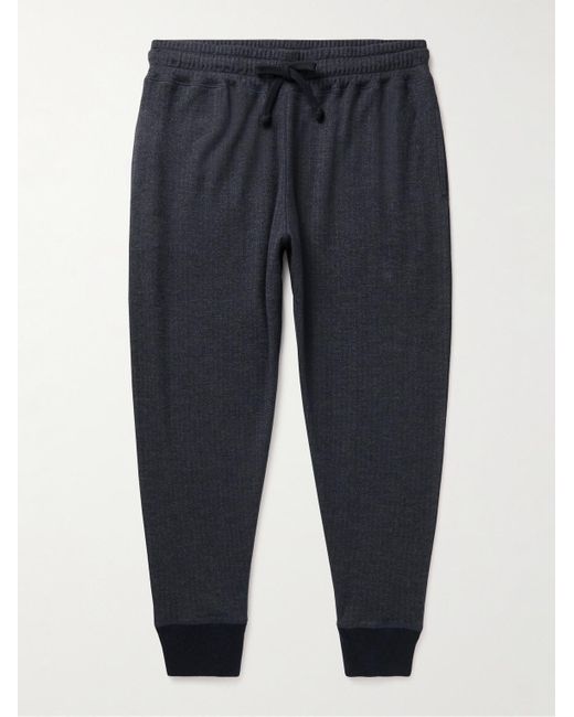 Kingsman Blue Tapered Herringbone Wool And Cotton-blend Jersey Sweatpants for men