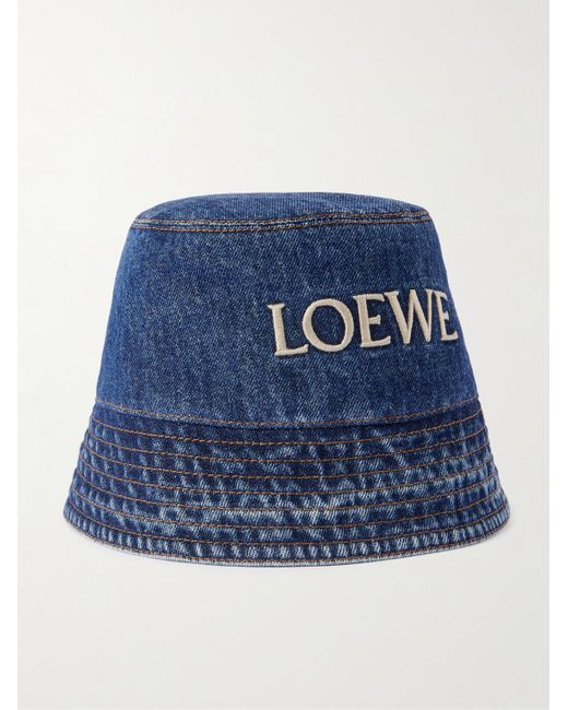 Loewe Blue Paula's Ibiza Logo-Embroidered Denim Bucket Hat for men