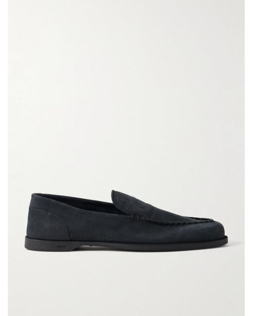 John Lobb Pace Loafers aus Veloursleder in Blue für Herren