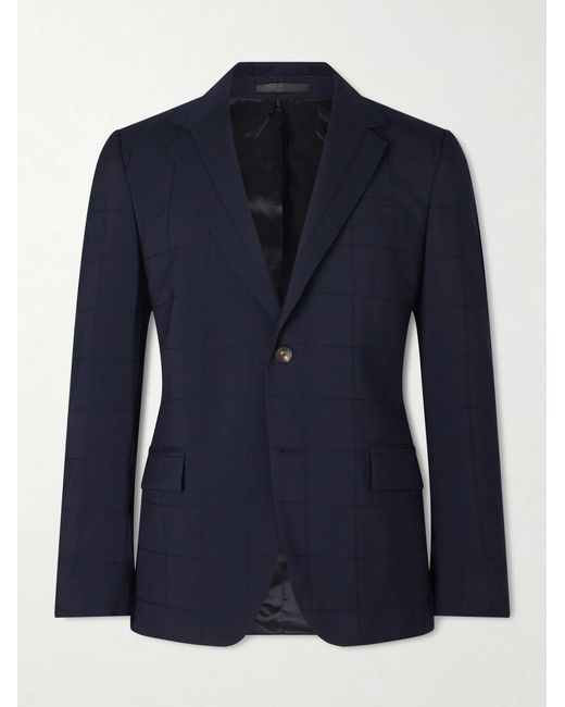 Mr P. Blue Checked Wool-blend Suit Jacket for men