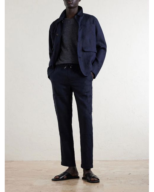Mr P. Blue Linen Overshirt for men