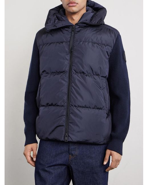 Canada Goose Blue Hybridge Wool And Quilted Shell Hooded Down Jacket for men