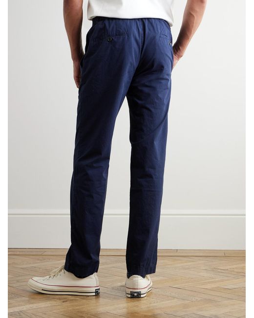 Hartford Blue Tanker Slim-Fit Straight-Leg Cotton Drawstring Trousers for men