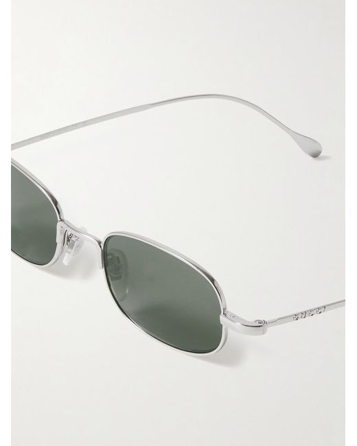 Gucci Metallic Rectangular-frame Silver-tone Sunglasses for men