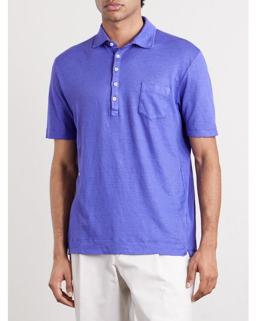 Massimo Alba Blue Wembley Cotton And Cashmere-blend Piqué Polo Shirt for men