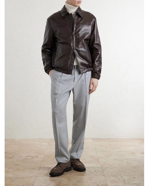 Canali Black Leather Jacket for men