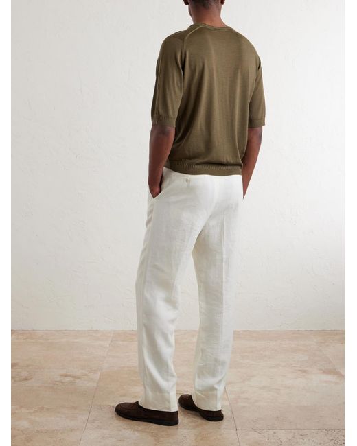 John Smedley Green Bill Nighy Merino Wool T-Shirt for men