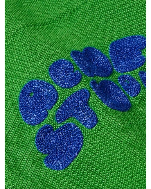 Acne Green Exgo Ric Rac-Trimmed Cotton-Jersey Polo Shirt for men