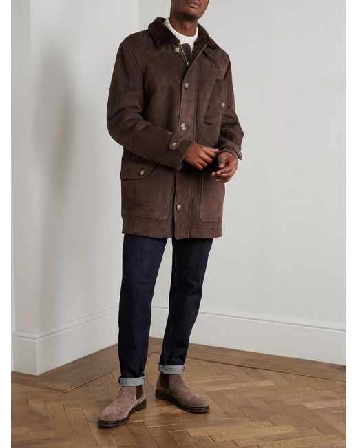 Brunello Cucinelli Brown Shearling Jacket for men