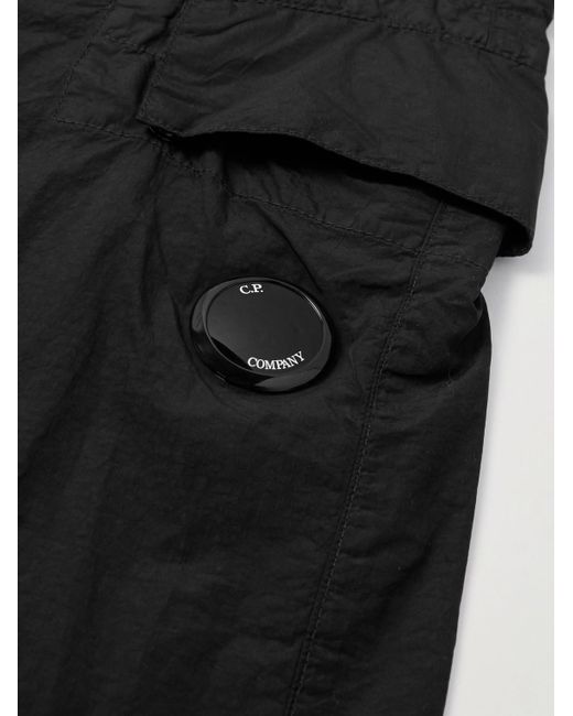 C P Company Black Straight-leg Logo-appliquéd Ripstop Cargo Pants for men