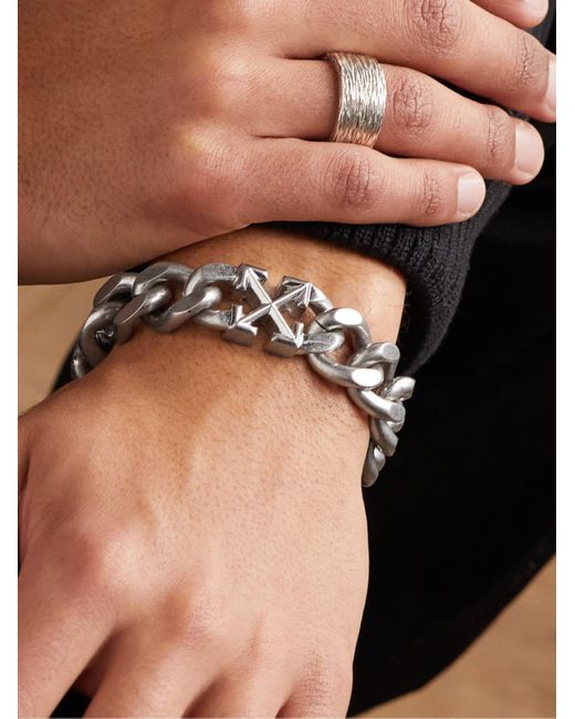 Off-White c/o Virgil Abloh Metallic Silver-tone Chain Bracelet for men