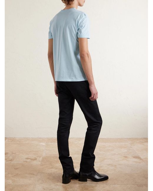 Tom Ford Blue Cotton And Silk-blend Jersey T-shirt for men