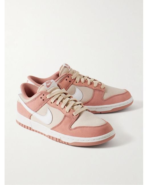 Nike Pink Dunk Low Retro Prm Leather-trimmed Suede And Twill Sneakers for men