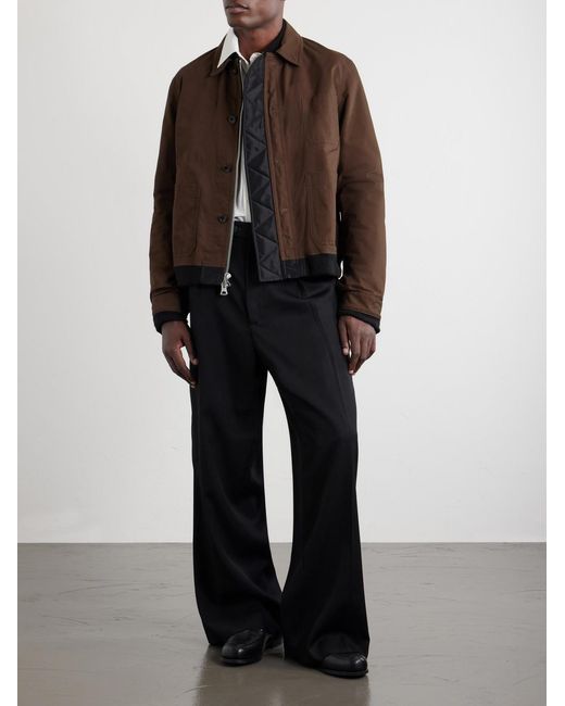 Sacai Brown Reversible Nylon Bomber Jacket for men
