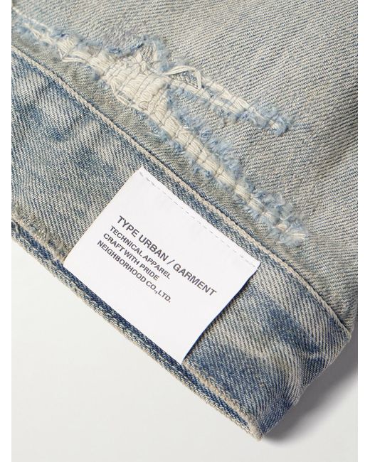Neighborhood Blue Savage Type-1 Distressed Denim Jacket for men