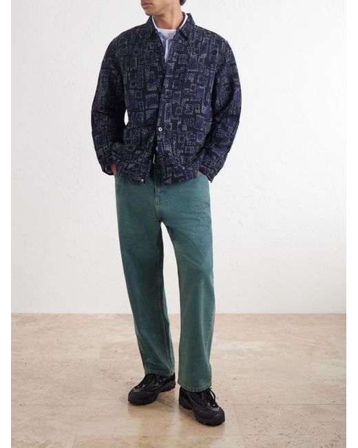 Folk Blue Assembly Jacquard Cotton-Blend Jacket for men