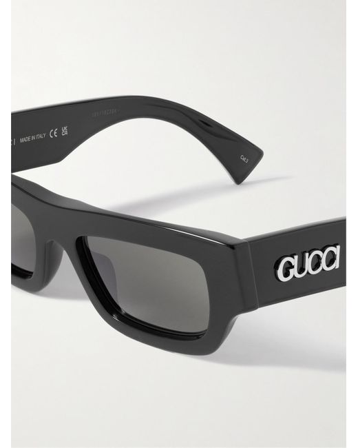 Gucci Black Rectangular-Frame Acetate Sunglasses for men