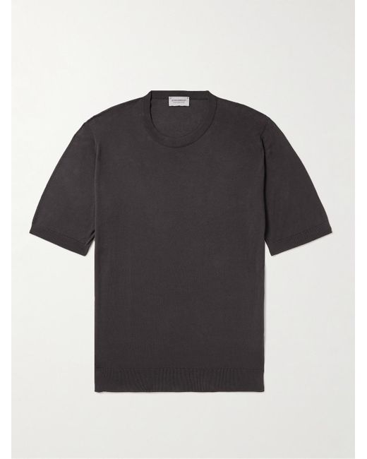T-shirt slim-fit in cotone Sea Island Kempton di John Smedley in Black da Uomo