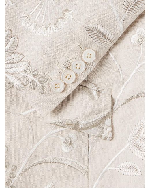 Favourbrook Natural Newport Embroidered Linen And Cotton-Blend Tuxedo Jacket for men