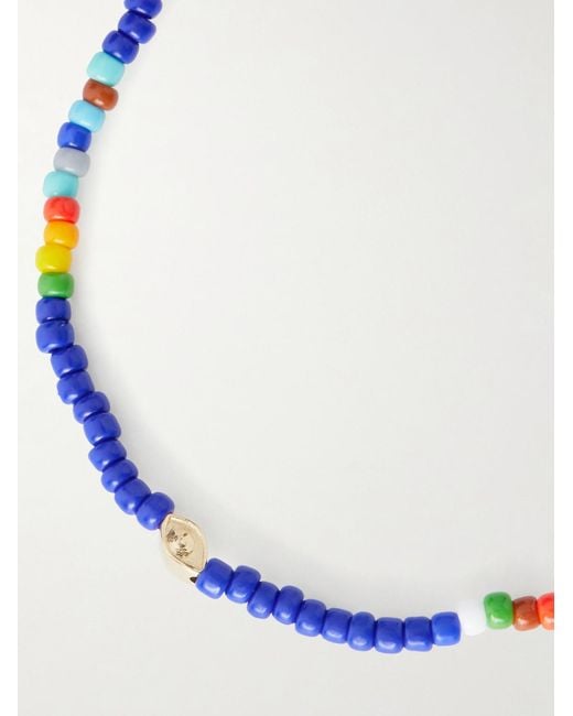 Luis Morais Blue 14-Karat Beaded Bracelet for men