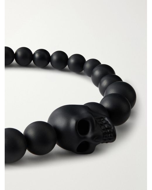 McQueen Black Skull Beaded Bracelet for men