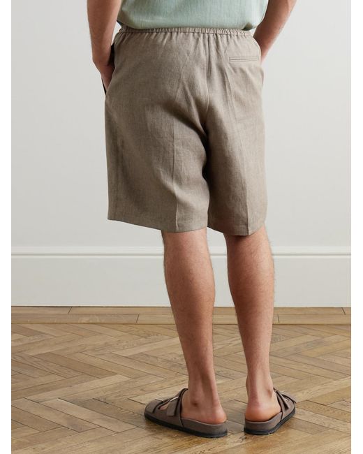 Paul Smith Gray Straight-Leg Linen Drawstring Shorts for men