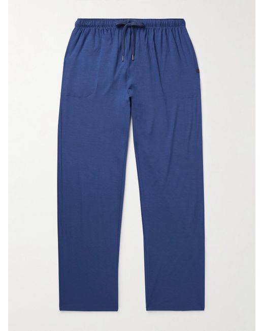 Derek Rose Basel Pyjama-Hose aus Stretch-MicroModal®-Jersey in Blue für Herren