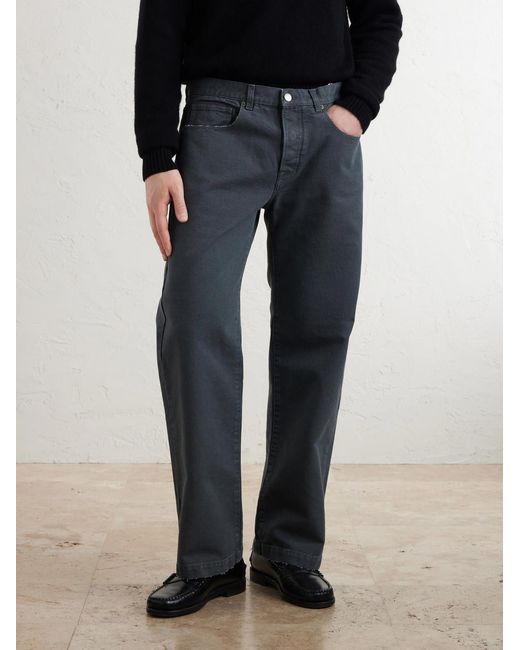 Massimo Alba Blue Oceano Straight-Leg Cotton Trousers for men