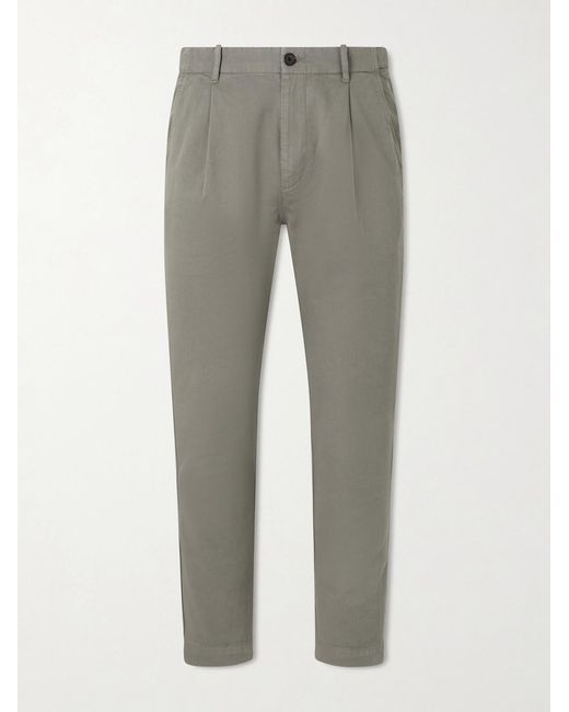 Mr P. Gray Daniel Tapered Pleated Cotton-Canvas Trousers for men