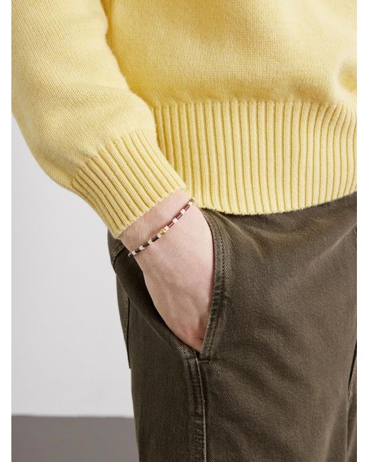 Luis Morais Natural 14-Karat, Jasper And Vinyl Beaded Bracelet for men