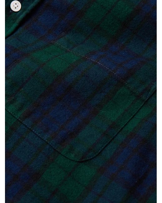 Portuguese Flannel Green Bonfim Button-Down Collar Checked Cotton-Flannel Shirt for men