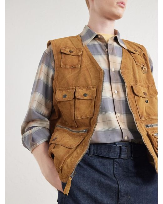 Polo Ralph Lauren Brown Suede Utility Vest for men