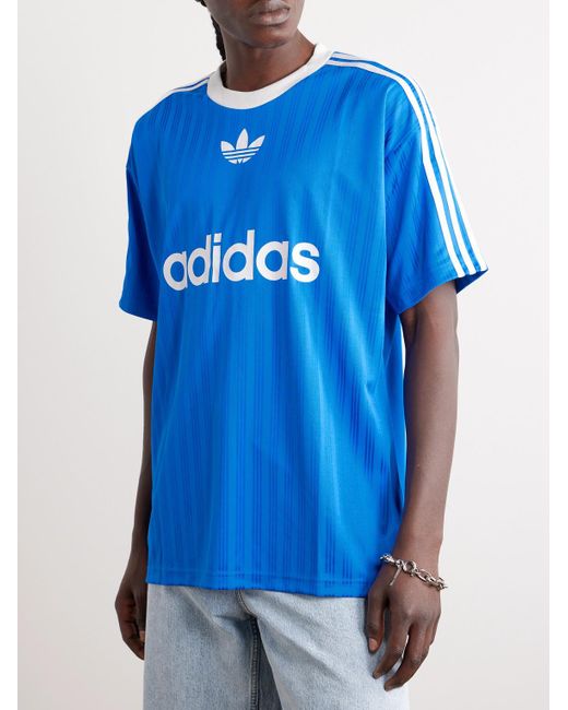 Adidas Originals Adicolor T-Shirt aus recyceltem Piqué mit Logoprint in Blue für Herren