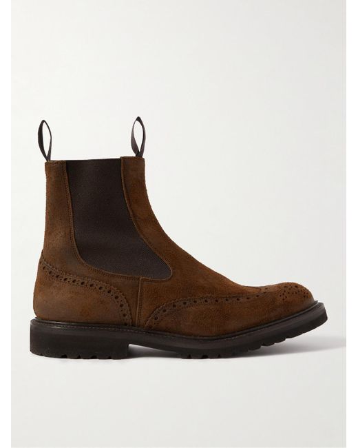 Tricker's Brown Henry Suede Chelsea Boots for men