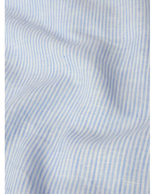 Camicia in lino a righe con collo alla francese di Thom Sweeney in Blue da Uomo