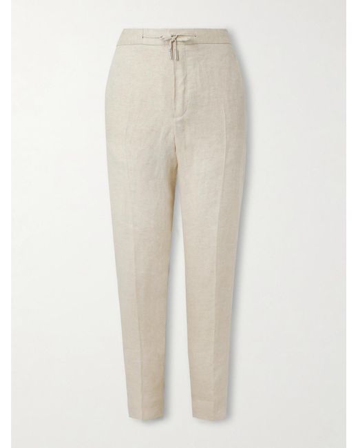 Mr P. Natural James Straight-leg Linen-twill Drawstring Suit Trousers for men