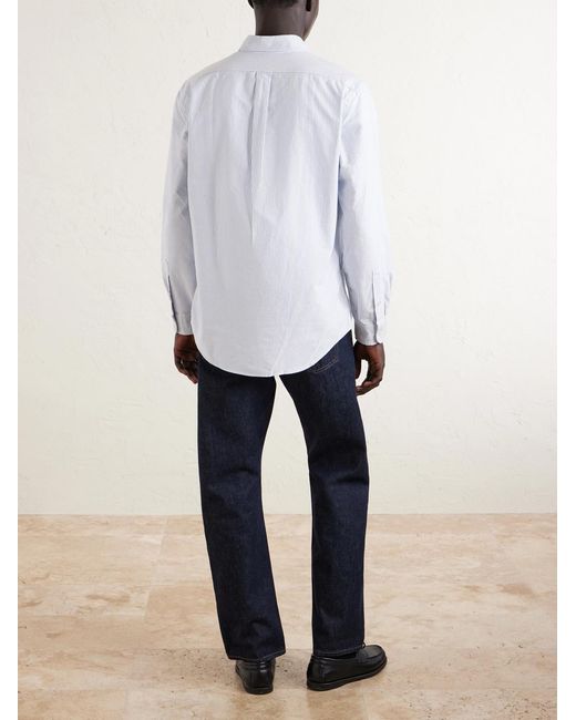 Polo Ralph Lauren White Button-down Collar Logo-embroidered Striped Cotton Oxford Shirt for men