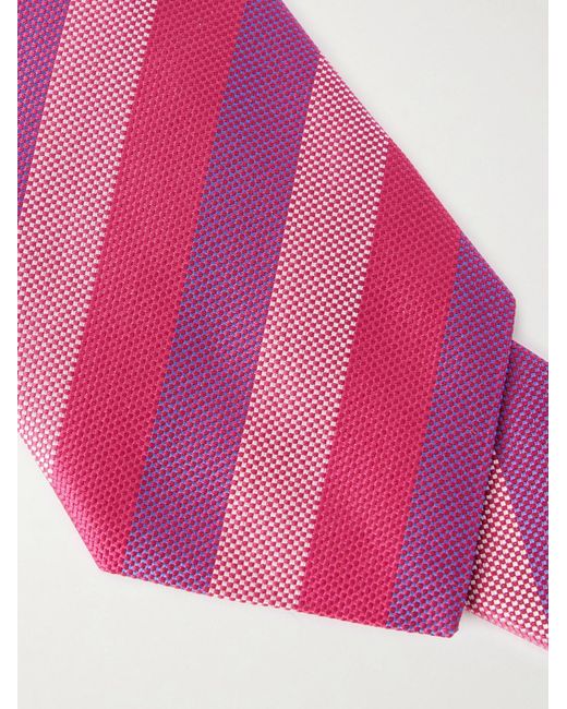 8.5Cm Striped Jacquard Silk Tie di Charvet in Pink da Uomo