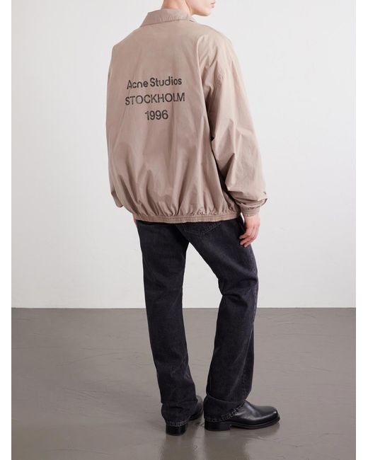 Acne Pink Olando Logo-Print Cotton-Poplin Jacket for men