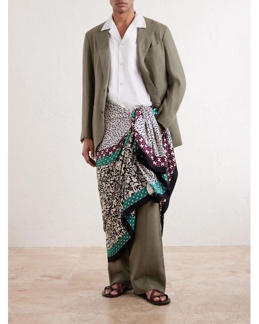 Cherry Lane Camp-Collar Embroidered Cotton-Poplin Shirt di Bode in White da Uomo