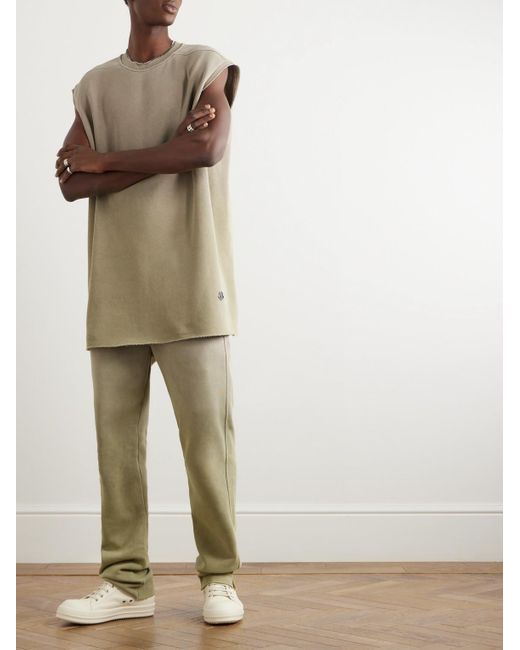 Rick Owens Natural Moncler Tarp Logo-appliquéd Distressed Cotton-blend Jersey Sleeveless Sweatshirt for men