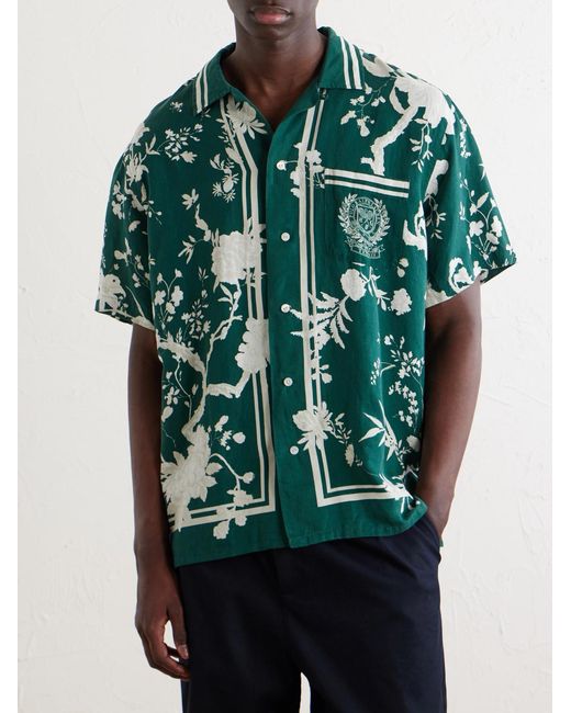 Polo Ralph Lauren Green Wimbledon Printed Linen And Silk-Blend Shirt for men