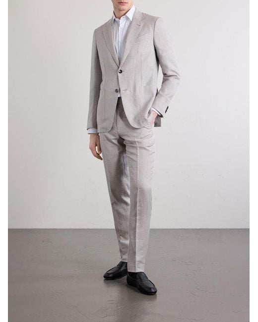 Zegna Natural Slim-fit Tapered Pleated Wool for men