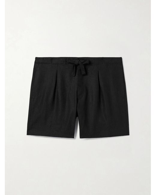 STÒFFA Black Linen-Twill Shorts for men