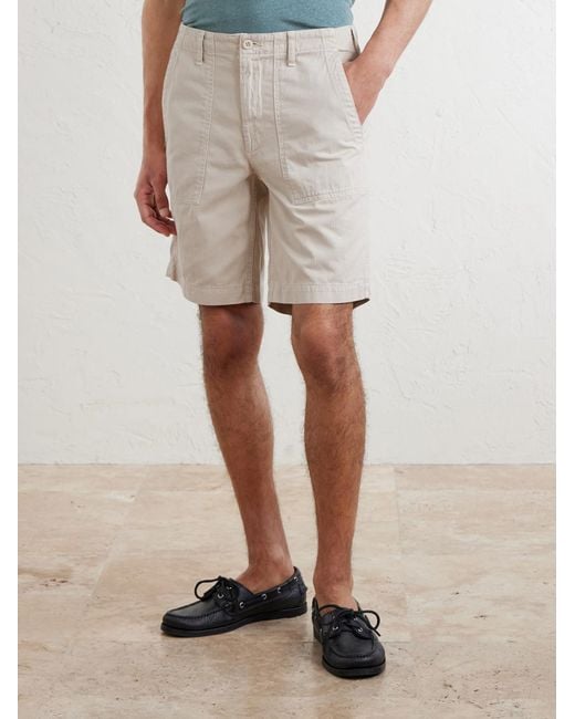 Hartford Natural Fatigue Straight-leg Herringbone Cotton Shorts for men