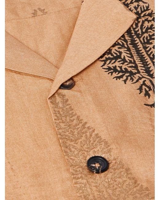 Kartik Research Natural Camp-collar Printed Silk Shirt for men