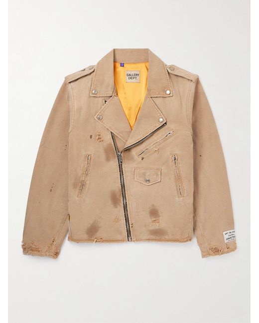 GALLERY DEPT. Natural Rough Rider Distressed Cotton-Canvas Biker Jacket for men