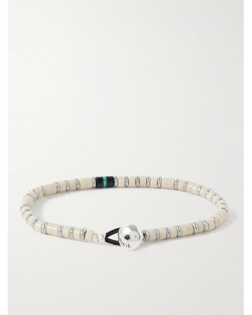 Mikia Natural Heishi Silver Multi-stone Bracelet for men